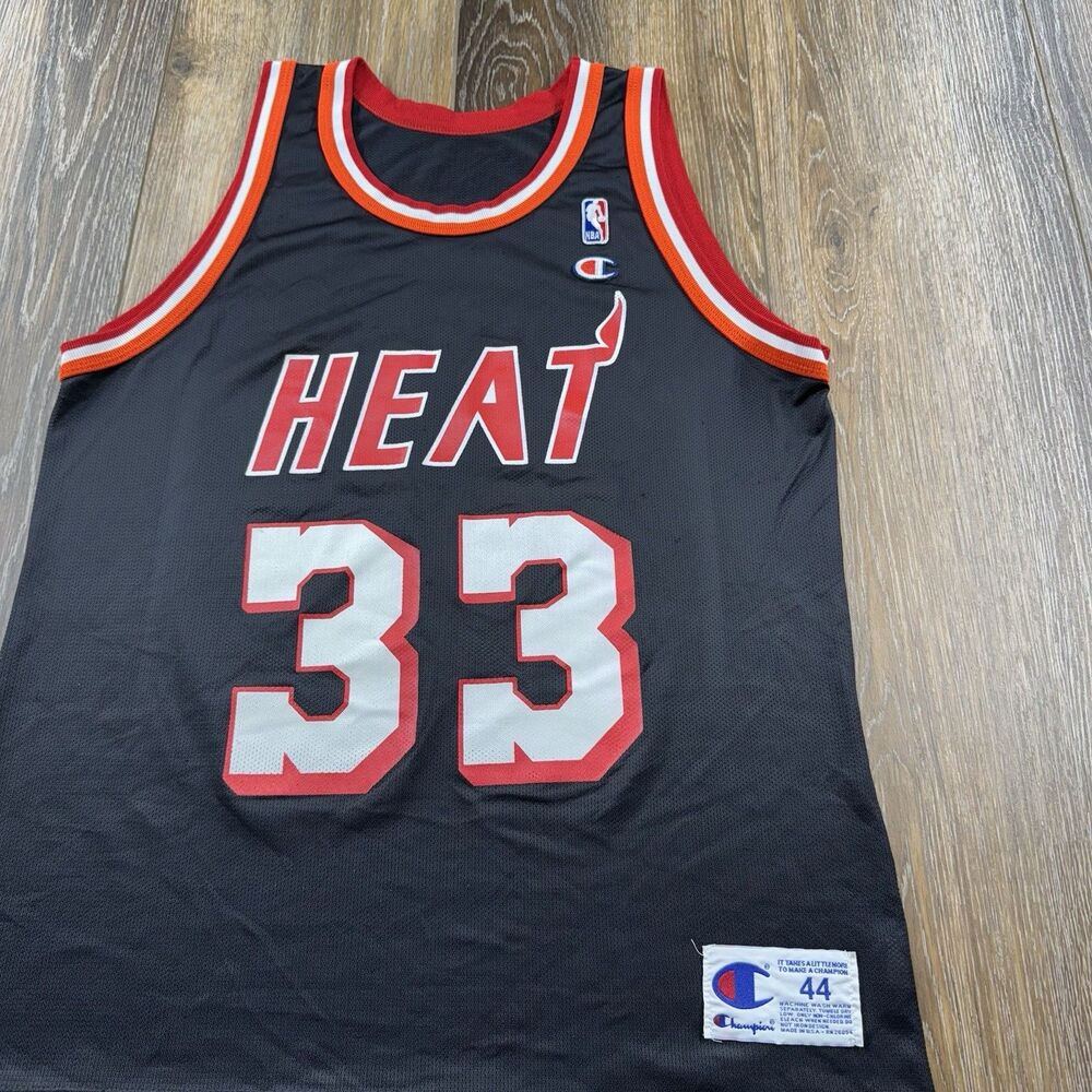 Vintage Alonzo Mourning Jersey Mens 44 Black Champion Miami Heat NBA Basketball